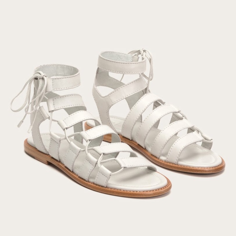 Frye Blair Side Ghillie Lace Up Sandal 8.5 white
